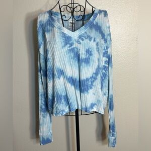 Victoria Secret PINK Blue Tie-Dye V-Neck Women's Top
